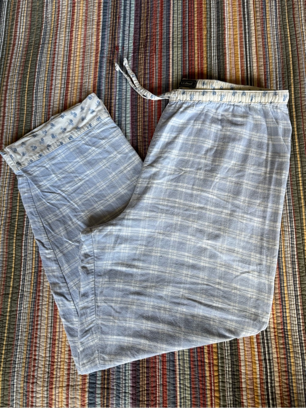 LL Bean Women’s Medium flannel pajama lounge pants plaid elastic waist cotton